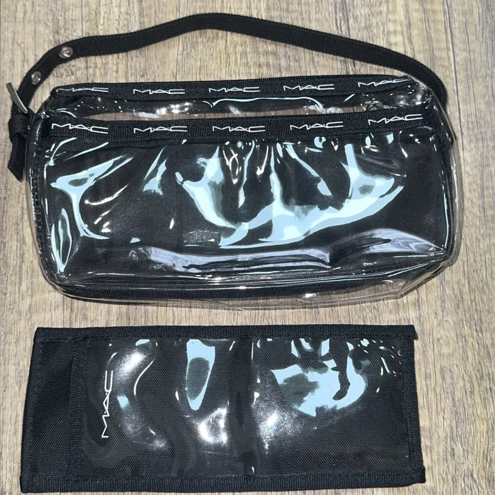 MAC Cosmetics Black and Transparent Makeup Bag Purse Set of 2 AUTHENTIC